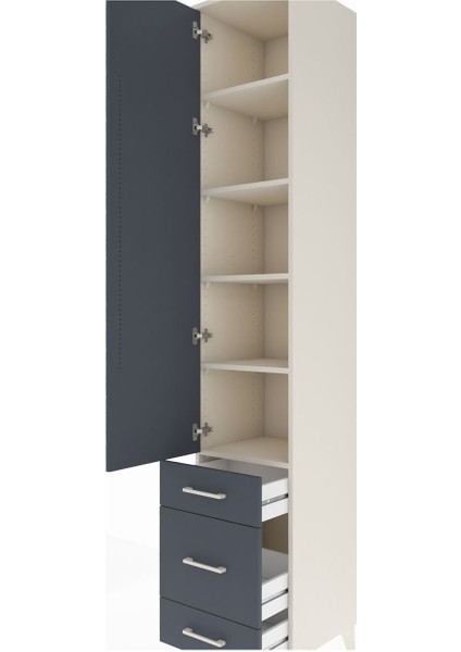 Hyperion Dolap 5 Raflı 3 Çekmeceli Tek Kapaklı 44X44X243 Aytaşı-Antrasit indirimleri