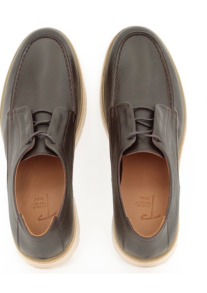 Hakiki Deri Kahverengi Casual Günlük Erkek Ayakkabı Rahat Tpu Taban - 3817