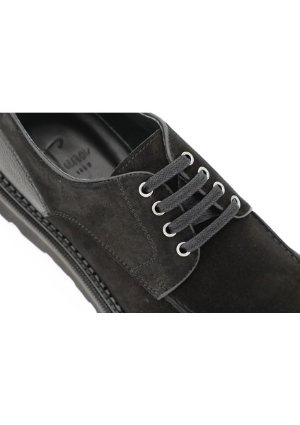 Hakiki Süet Deri Siyah Klasik Erkek Ayakkabı Eva Taban - 3690
