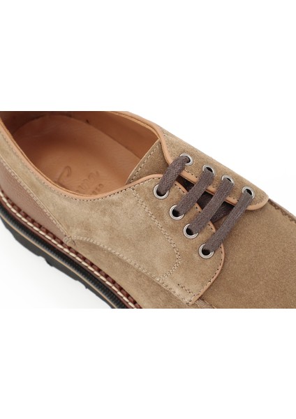 Hakiki Süet Deri Bej Klasik Erkek Ayakkabı Eva Taban - 3690