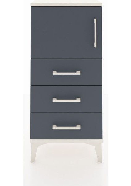 Arges Komodin Tek Raflı 3 Çekmeceli Tek Kapaklı 44X30X96 Aytaşı-Antrasit