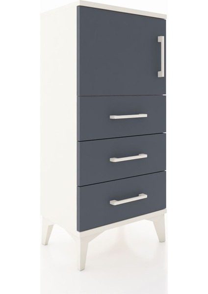 Arges Komodin Tek Raflı 3 Çekmeceli Tek Kapaklı 44X30X96 Aytaşı-Antrasit fiyatları