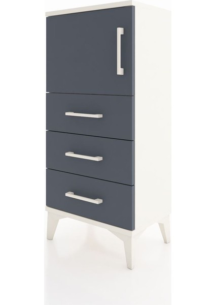 Arges Komodin Tek Raflı 3 Çekmeceli Tek Kapaklı 44X30X96 Aytaşı-Antrasit modelleri