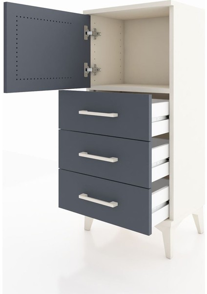Arges Komodin Tek Raflı 3 Çekmeceli Tek Kapaklı 44X30X96 Aytaşı-Antrasit fırsatları