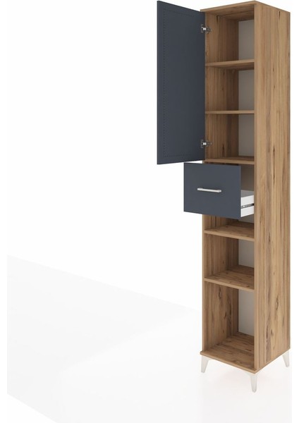 Hyperion Dolap 5 Raflı Tek Çekmeceli Tek Kapaklı 44X44X243 Çam-Antrasit fırsatları