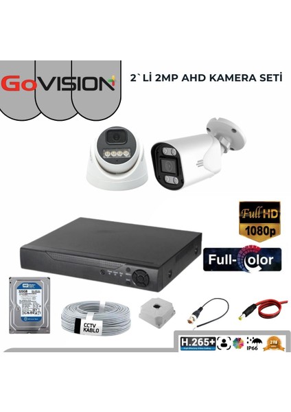 Go Vision 2'li Kamera Seti 2 Mp 3.6mm Full Color Serisi