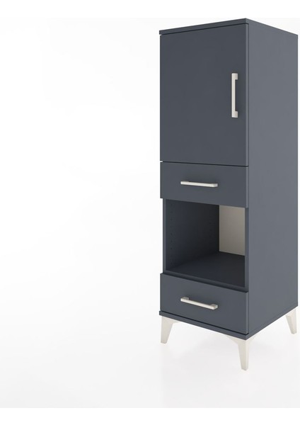 Hyperion Dolap 3 Raflı 2 Çekmeceli Tek Kapaklı 44X44X134 Antrasit-Antrasit modelleri