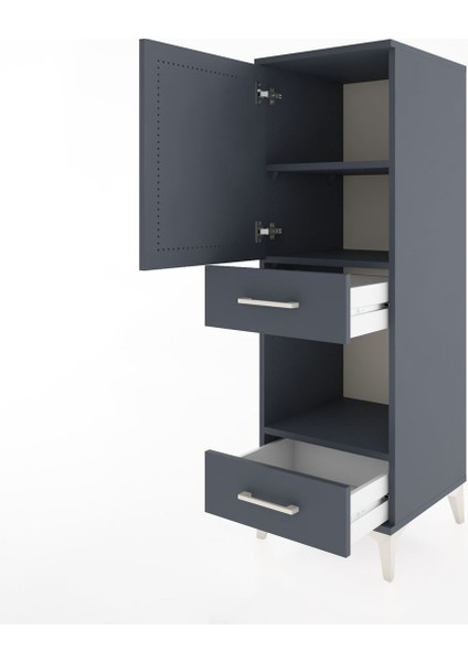 Hyperion Dolap 3 Raflı 2 Çekmeceli Tek Kapaklı 44X44X134 Antrasit-Antrasit fırsatları