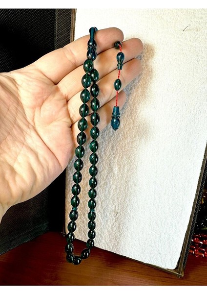 Ateş Kehribar Tesbih Yeşil Renk Beyzi Kesim T-196 fiyatları