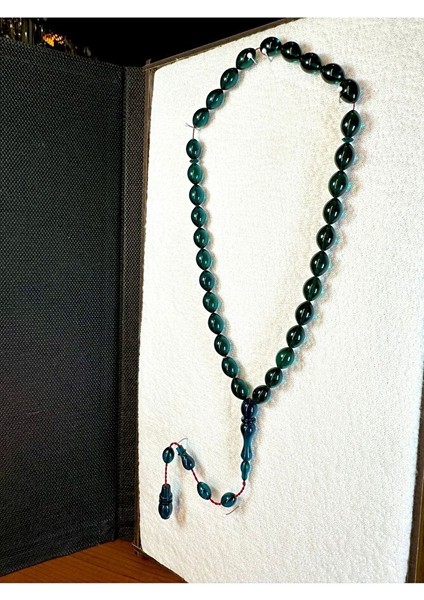 Ateş Kehribar Tesbih Yeşil Renk Beyzi Kesim T-196 modelleri