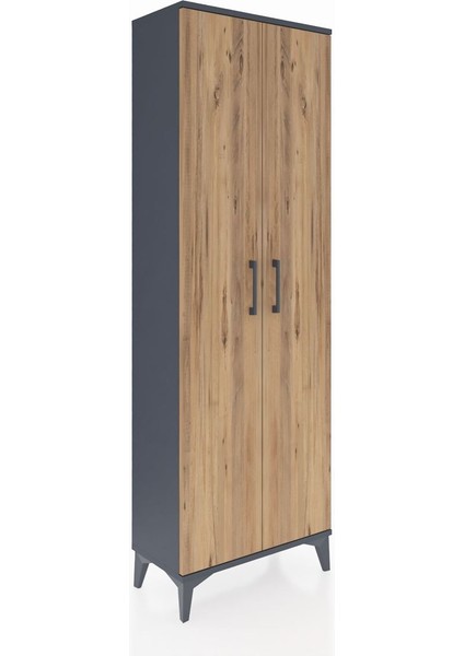 Arges Dolap Tek Raflı 2 Kapaklı Tek Askılı 60X30X182 Antrasit-Çam fiyatları