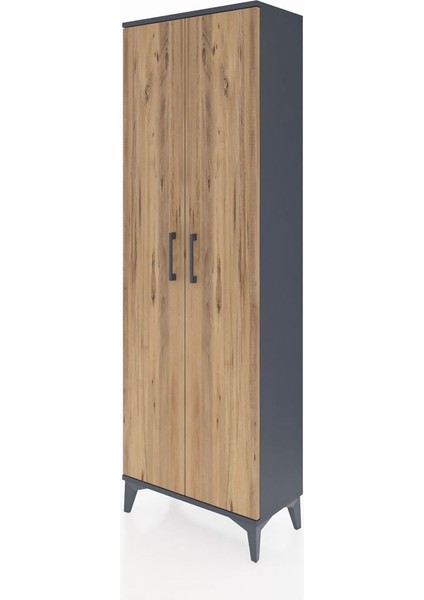 Arges Dolap Tek Raflı 2 Kapaklı Tek Askılı 60X30X182 Antrasit-Çam modelleri
