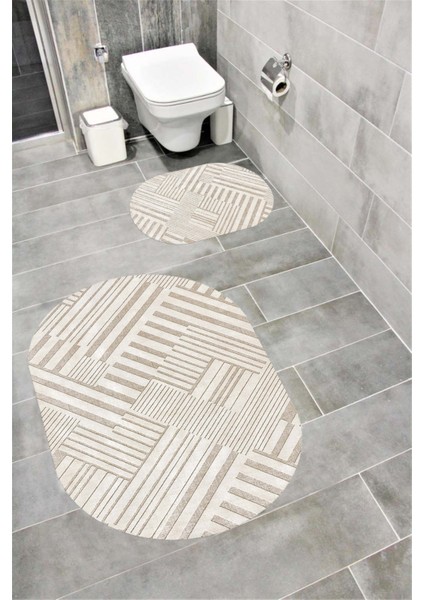 Su Emici Yumuşak Kaymaz Taban Sünger Dolgulu Yıkanabilir Dekoratif Banyo Paspası TAKIMI-1152