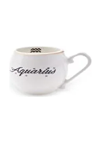 Kova Burcu 90 ml Kahve Fincanı Porselen Desenli 2 Parçalı Şık Sunum