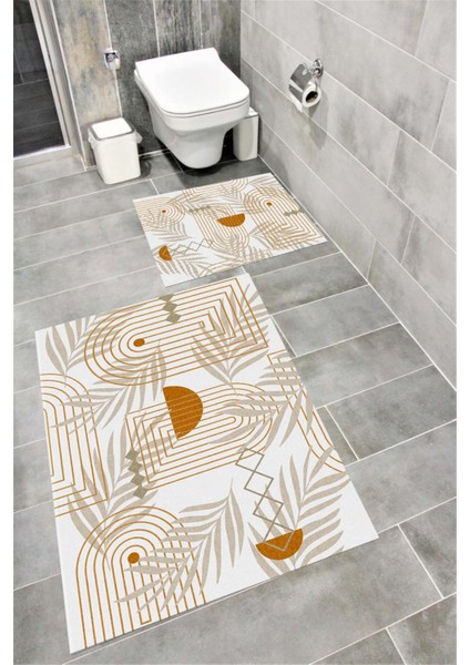 Su Emici Yumuşak Kaymaz Taban Sünger Dolgulu Yıkanabilir Dekoratif Banyo Paspası TAKIMI-1173