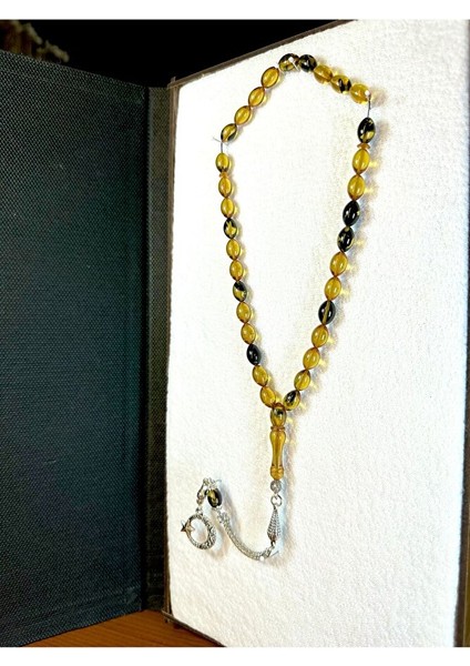 Ateş Kehribar Tesbih Sarı-Siyah Renkli Beyzi Kesim T-192 fırsatları