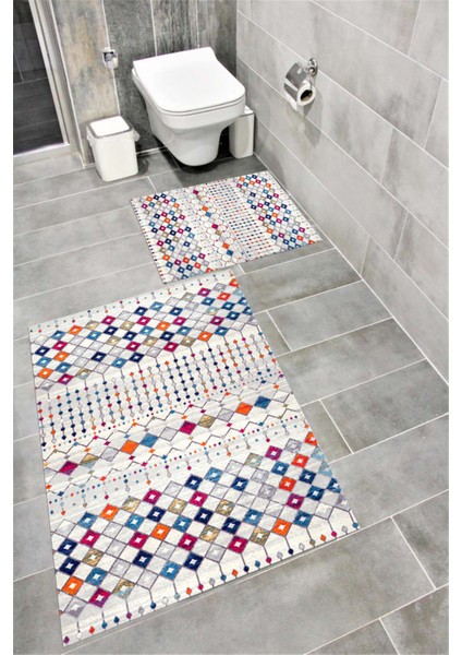 Su Emici Yumuşak Kaymaz Taban Sünger Dolgulu Pamuksu Doku Yıkanabilir Dekoratif Banyo Paspası Hattuş