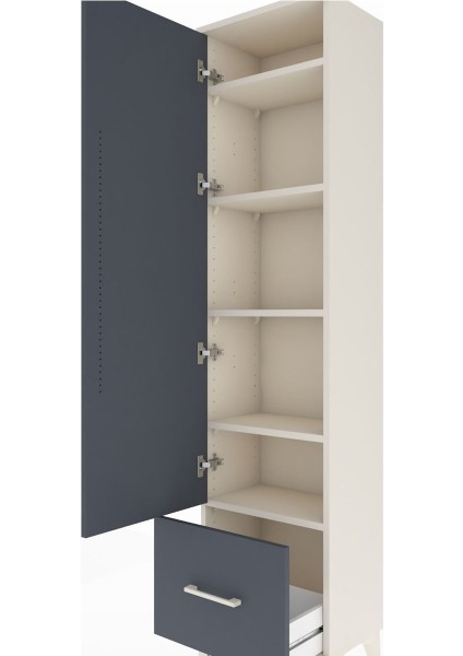 Arges Dolap 5 Raflı Tek Çekmeceli Tek Kapaklı 44X30X182 Aytaşı-Antrasit indirimleri