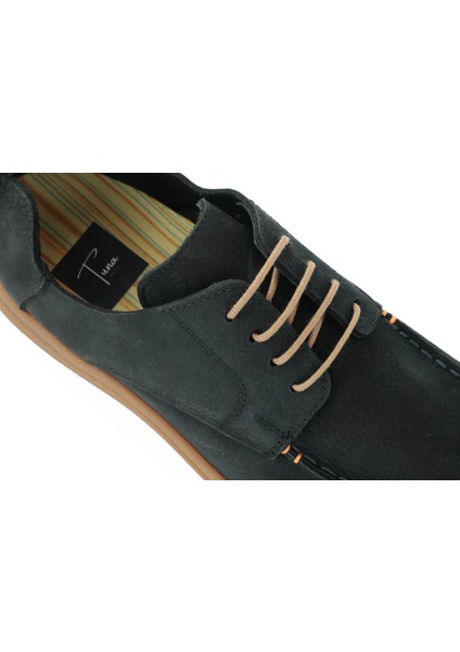 Hakiki Nubuk Deri Siyah Casual Erkek Ayakkabı - Kauçuk Taban - 215340