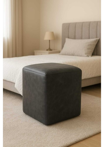 Nubuk Kumaş Kare Puf 40×40×45 cm – Dekoratif Oturma Makyaj Pufu Yuvarlak Bench