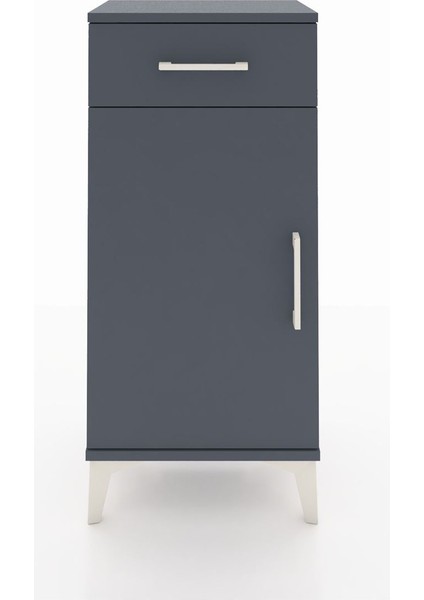 Arges Komodin 2 Raflı Tek Çekmeceli Tek Kapaklı 44X30X96 Antrasit-Antrasit