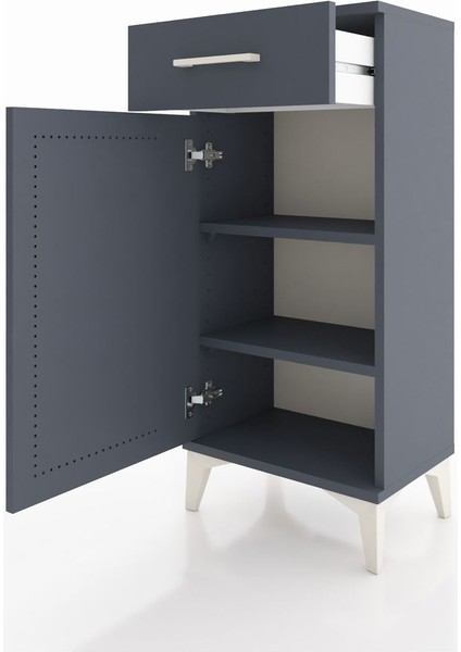 Arges Komodin 2 Raflı Tek Çekmeceli Tek Kapaklı 44X30X96 Antrasit-Antrasit fırsatları