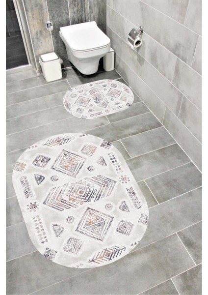 Su Emici Yumuşak Kaymaz Taban Sünger Dolgulu Yıkanabilir Dekoratif Banyo Paspası TAKIMI-1198