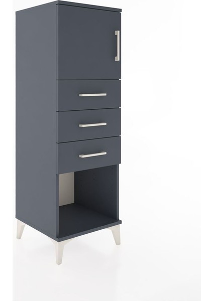 Hyperion Dolap Tek Raflı 3 Çekmeceli Tek Kapaklı 44X44X134 Antrasit-Antrasit fiyatları