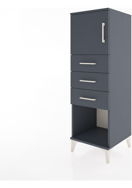 Hyperion Dolap Tek Raflı 3 Çekmeceli Tek Kapaklı 44X44X134 Antrasit-Antrasit modelleri