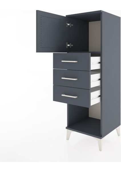 Hyperion Dolap Tek Raflı 3 Çekmeceli Tek Kapaklı 44X44X134 Antrasit-Antrasit fırsatları