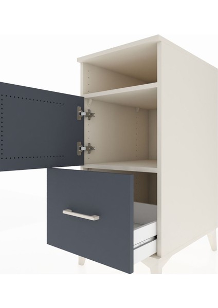 Kronos Komodin 2 Raflı Tek Çekmeceli Tek Kapaklı 44X59X96 Aytaşı-Antrasit indirimleri