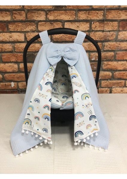 Mavi Gökkuşağı Desenli Puset Örtüsü