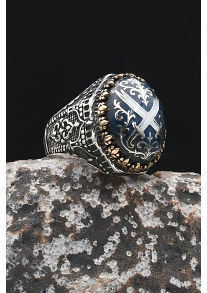 Hz. Ali'nin Kılıcı Zülfikar Mineli 925 Ayar Gümüş Erkek Yüzüğü 902339