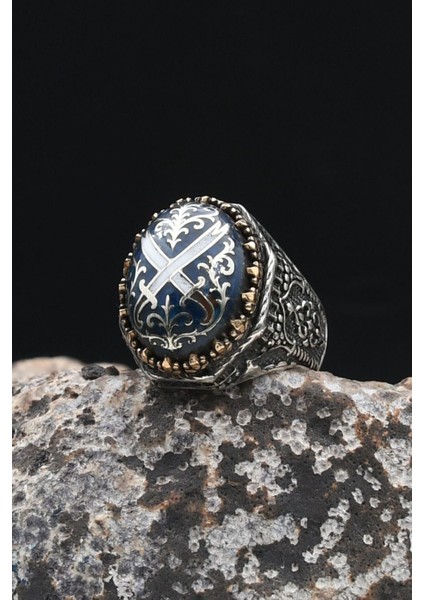 Hz. Ali'nin Kılıcı Zülfikar Mineli 925 Ayar Gümüş Erkek Yüzüğü 902339 modelleri