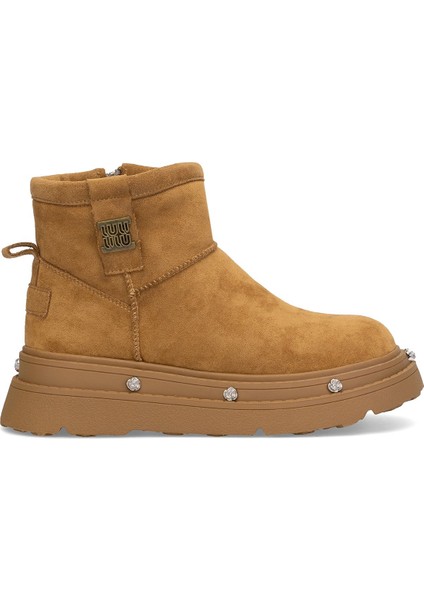 25K435 Kadın Hakiki Deri Düz Bot Camel