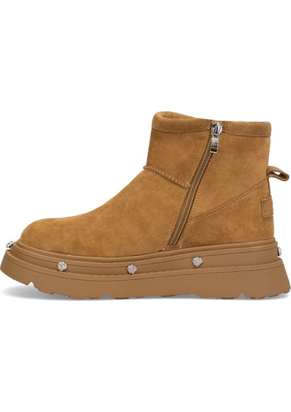 25K435 Kadın Hakiki Deri Düz Bot Camel modelleri