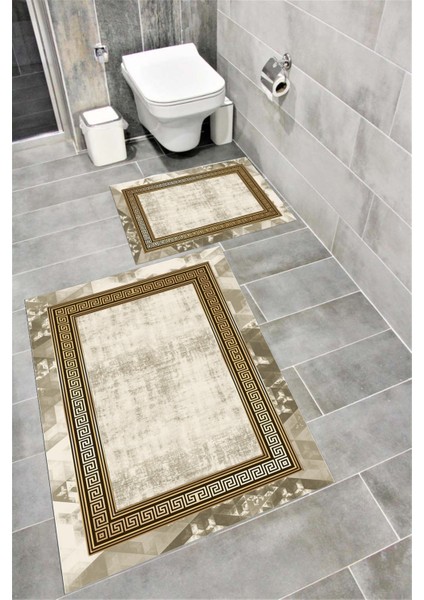 Su Emici Yumuşak Kaymaz Taban Sünger Dolgulu Yıkanabilir Dekoratif Banyo Paspası 1070