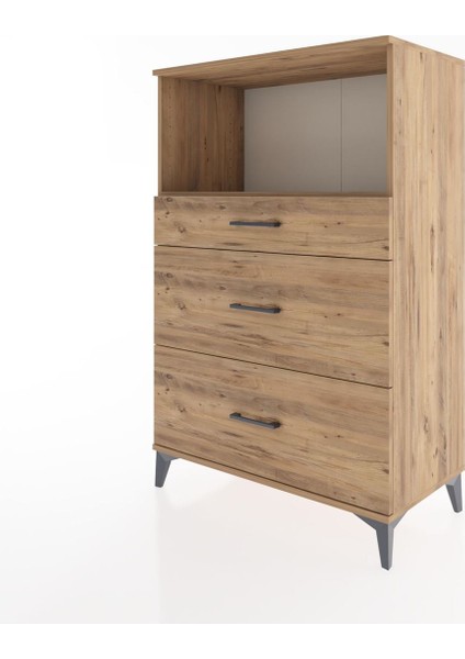 Hyperion Dolap Tek Raflı 3 Çekmeceli 88X44X134 Çam-Çam modelleri