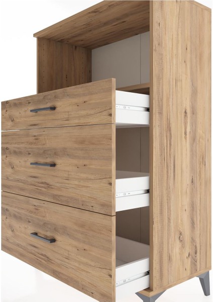 Hyperion Dolap Tek Raflı 3 Çekmeceli 88X44X134 Çam-Çam indirimleri