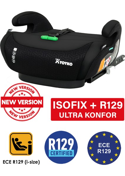 Isofix Bağlantılı 15-36 kg Oto Koltuğu Yükseltici Booster Siyah