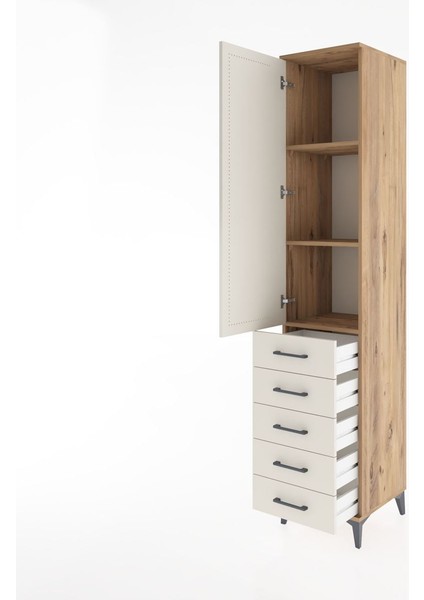 Hyperion Dolap 3 Raflı 5 Çekmeceli Tek Kapaklı 44X44X221 Çam-Aytaşı fırsatları