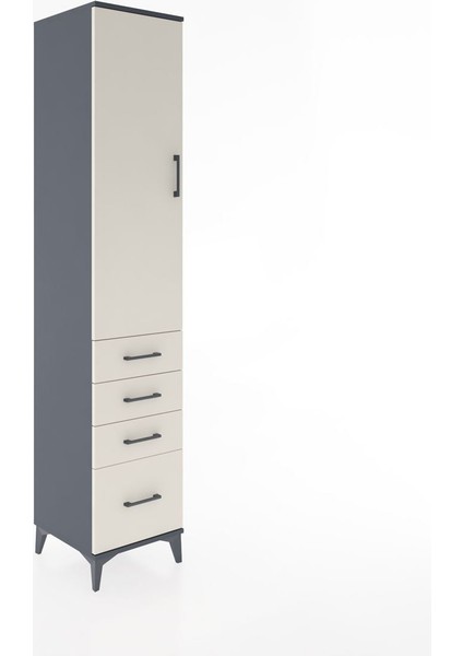 Hyperion Dolap 3 Raflı 4 Çekmeceli Tek Kapaklı 44X44X221 Antrasit-Aytaşı fiyatları