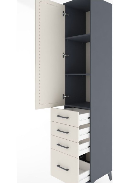 Hyperion Dolap 3 Raflı 4 Çekmeceli Tek Kapaklı 44X44X221 Antrasit-Aytaşı indirimleri