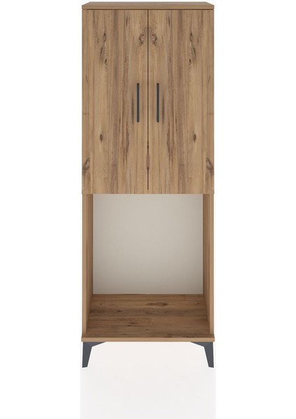 Arges Dolap Tek Raflı 2 Kapaklı Tek Askılı 60X30X163 Çam-Çam