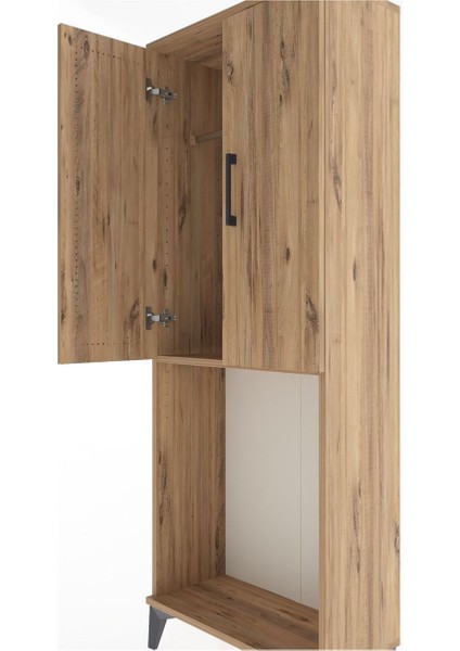 Arges Dolap Tek Raflı 2 Kapaklı Tek Askılı 60X30X163 Çam-Çam indirimleri
