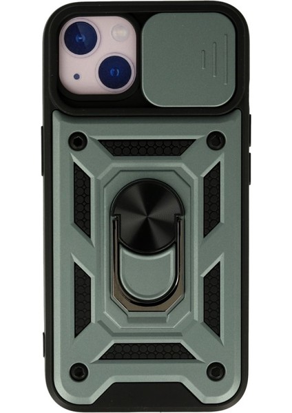 iPhone 15 Kılıf Tam Koruma Sağlayan Kamera Sürgülü Sert Silikon Kapak Ryc/pars Yüzüklü