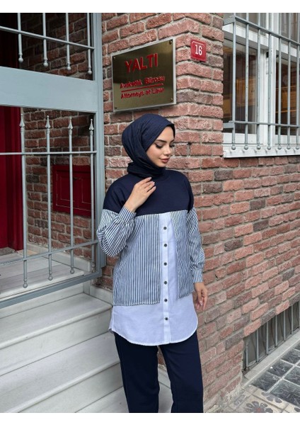 Çizgi Detaylı Gömlek Tunik Alt Üst Takım fiyatları