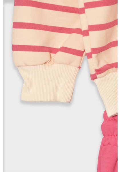 Kız Çocuk Çizgili Supreme Kumaş Cep Detaylı Paça Ribanalı Takım - 1039698 modelleri