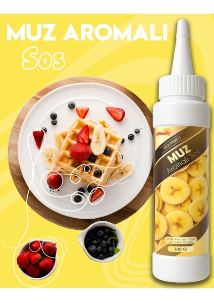 Muz Aromalı Sos - Waffle & Krep & Pankek & Tatlı & Dondurma & Kruvasan Sos - 300 gr / 225 ml fiyatları