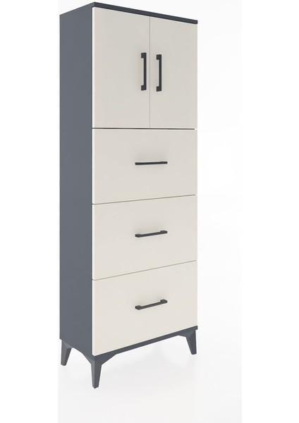 Arges Dolap 2 Raflı 3 Çekmeceli 2 Kapaklı 60X30X163 Antrasit-Aytaşı fiyatları